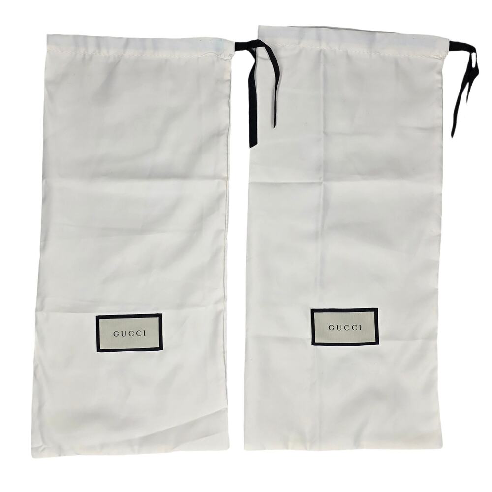 GUCCI SHOE OR ACCESSORY DUST BAGS – QTY 2 – CTREAM WITH BLACK RIBBON – 18" × 8"